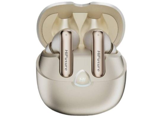 Hifuture Sonic AIR TWS Earbuds, ENC for Calls, Bluetooth 5.3, 25 Hours Playtime, IPX5 Sweatproof, Powerful Bass - Gold